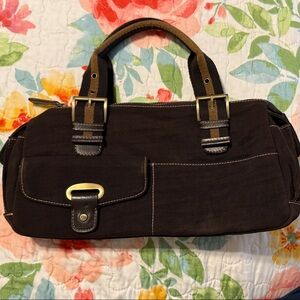 Franco Sarto Black Handbag with Gold Buckles
